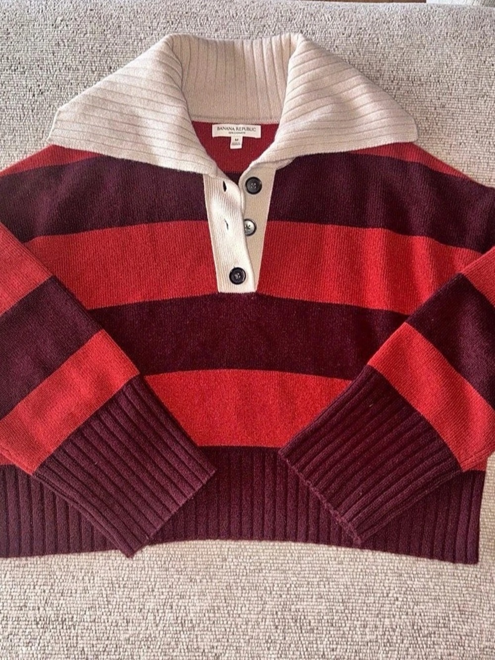 Banana Republic Striped 100% Cashmere Sweater Size Medium Like New